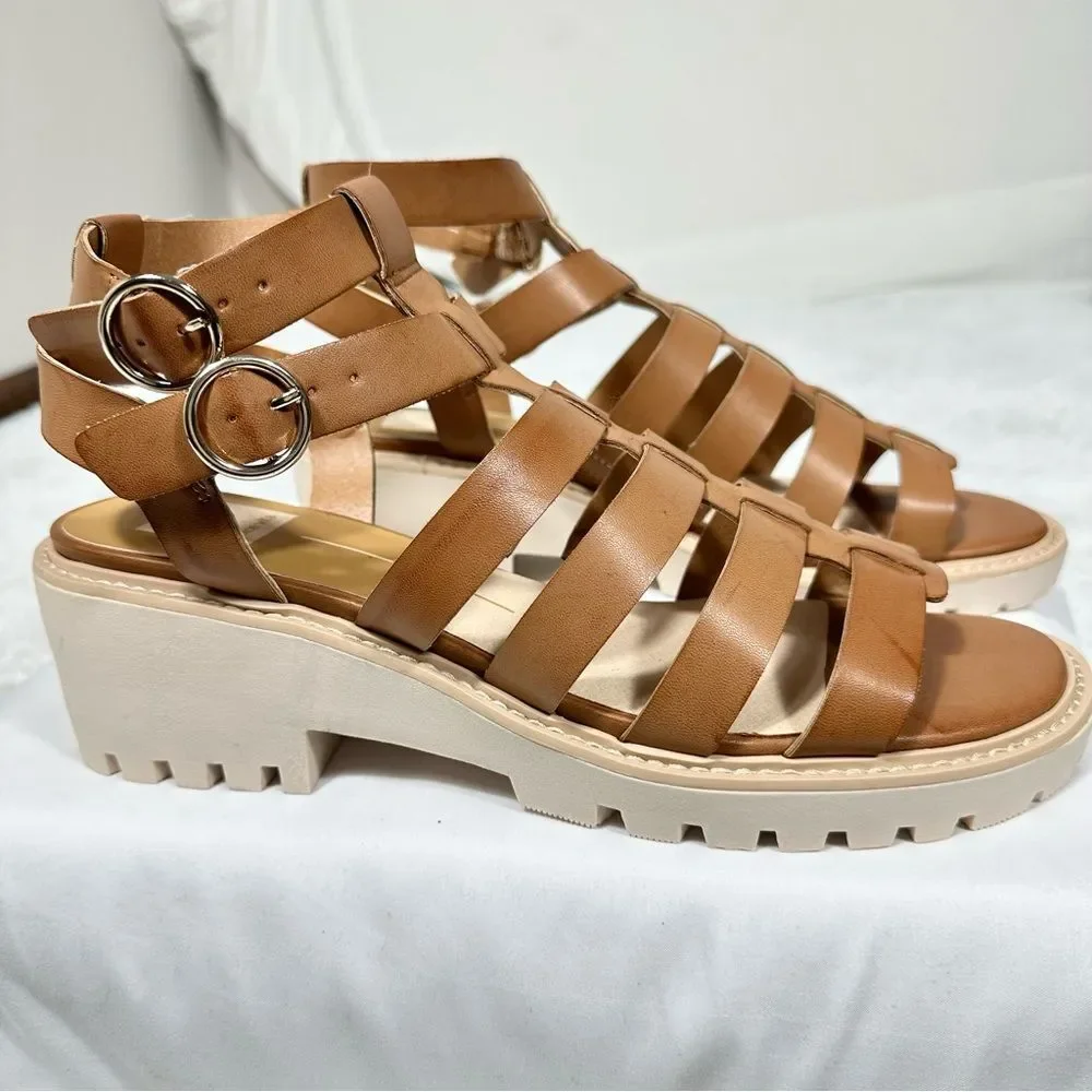 Dolce Vita Lillia Brown Block Heel Gladiator Sandals Chunky Lug Sole Platform 10